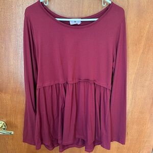 Women's Burgundy Long Sleeve Top